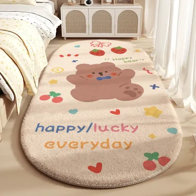 Allieuka COD พรมข้างเตียง 40*120cm แมวการ์ตูนน่ารักเล็ก ผ้าขนเทียมคล้ายขนแกะ สไตล์การ์ตูน กันลื่น หนานุ่ม