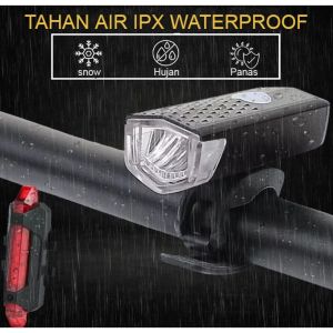 Lampu Sepeda Led Cas USB / Lampu Sepeda 3W 350 Lumens / Lampu Peringatan Sepeda Tahan Air Depan Belakang