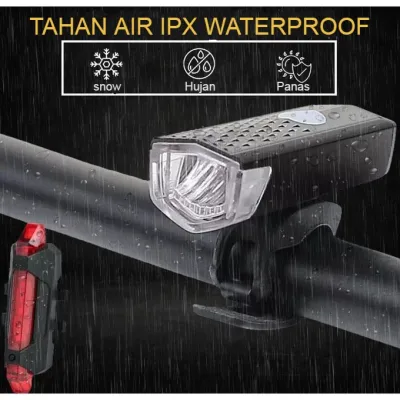 Lampu Sepeda Led Cas USB / Lampu Sepeda 3W 350 Lumens / Lampu Peringatan Sepeda Tahan Air Depan Belakang