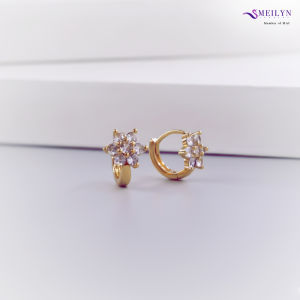 MEILYN Anting Klip Fashion Motif Bunga Golden Blooms 6K Lapis Emas 0261220119