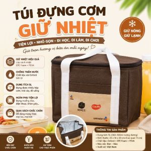 Túi Đựng Cơm Ăn Trưa Giữ Nhiệt màu nâu