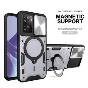 Casing For Oppo A57 A57S A77 A77S 4G 5G 2024 Armor Ring Stand Holder Bracket Magnetic Hard Phone Case Full Protection Shockproof Anti Fall Drop Back Cover