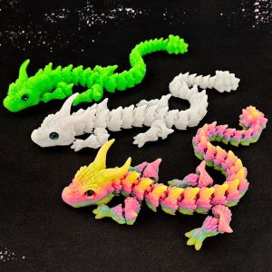 YOUSHI TOP Simulated Eye 3D Printed Dragon Chinese Dragon All-in-one Molding 3D Printed Diceratops Dragon Realistic Ornament Poseable Joints 3D Articulated Dragon Toys Kid Gift