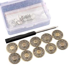 10 Pcs Jeans Buttons Metal 17mm Waistband Button Trousers Replacement Buttons Without Sewing for DIY Jeans Pants