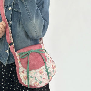 TIMIA Bowknot Vintage Saddle Bag Retro Elegant Ancient Messenger Bag Sweet Large Capacity Ethnic Style Crossbody Bags Women