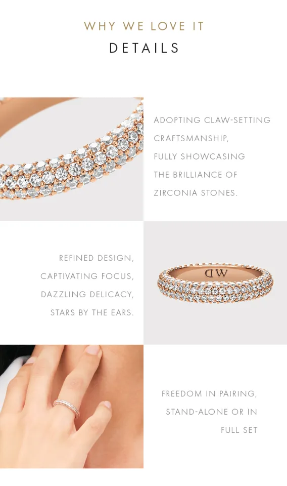 Daniel Wellington Pavé Crystal Ring Rose Gold Silver Gold