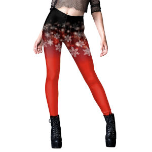 FEELCOOLSPORT New style yoga clothes digital printing clothes Christmas snowflake leggings European and American womens pants yoga pants