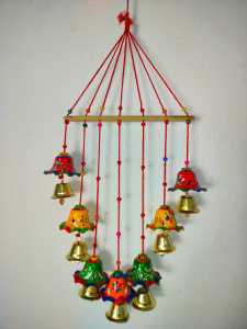 Traditional Rajasthani Handmade Decorative Wall Hanging Wind Chime with Bells | Multicolour Festive & Home Décor Accent | Pack of 1