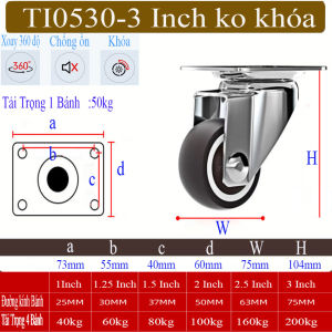 Bánh Xe Đẩy Mini 3 Inch TPR Chống Ồn Xoay 360 Độ Tiện Lợi Không Khóa - Made in Vietnam