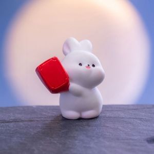 Brisa mid autumn festival lantern Chinese Style Mooncake Rabbit Ornament Cartoon Resin Miniature Rabbit Figurine Creative Mini Bunny Micro Landscape Mid-Autumn Festival