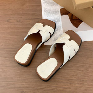 [Free Shipping] 2026 WomenS Summer Outdoor Wear Comfortable And Non-Tiring Square-Toe One-Strap Sandals Beige WomenS Shoes