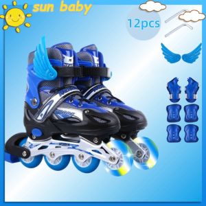 Kids Roller Skate Set Kasut Roda Perempuan Roller Skate Sepatu Roda Shoe Beginner Lelaki Kanak