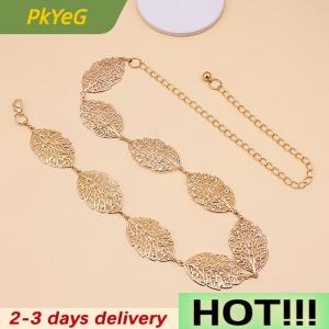 PkYeG Fashion Simple Openwork Leaf Decorated Chain Belt Thin Waist Chain Ladies Decoration Waistband Dress Metal Jewelry Accessories