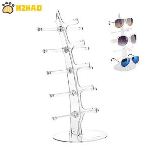 【N2HAO】 Acrylic Eyeglass Holder 5-tier Optical Glasses Organizer Stand Boat Arc Design Eyewear Holder Display Ski Goggles Storage Rack
