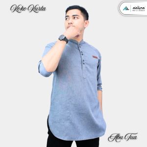 Azlina Baju Koko Pria Kurta Polos Katun Madinah – Desain Modern Terbaru Bisa COD