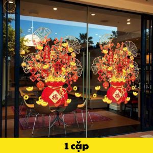 Decal tranh dán cửa kính dán tường nhiều mẫu mới trang tết siêu đẹp