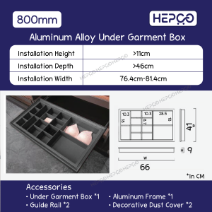 Aluminum Alloy Leather Pull Out Under Garment Box With Partition Wardrobe Drawer Multifunctional