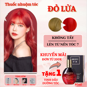 Thuốc nhuộm tóc màu Đỏ Lửa - Không tẩy / Nhuộm tóc tiện lợi tại nhà - Tặng kèm oxi trợ nhuộm