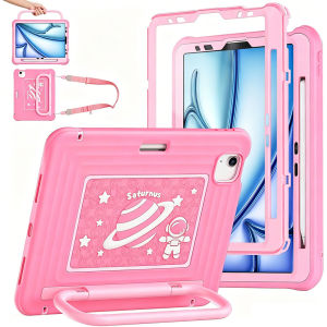 Kids Metal Handle StandPen HolderShoulder Strap3 Layer Shockproof Protection Case for iPad Air 11 inch 2026 2025 2024 Case for iPad Pro 11 2022 2021 2020 2018Air 5 Air 4Mini 7 Mini 6