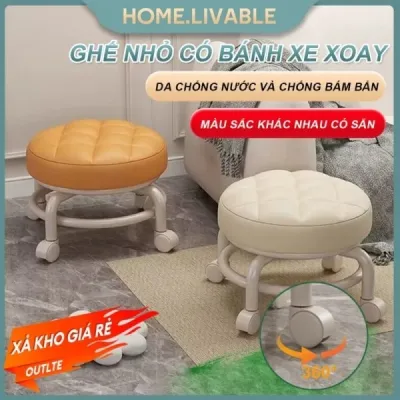 Ghế Tami Tựa Lưng 5 Cấp độ và Ghế Tròn Xoay Bệt Nhiều Màu Có Bánh Xe (Mặt Da)