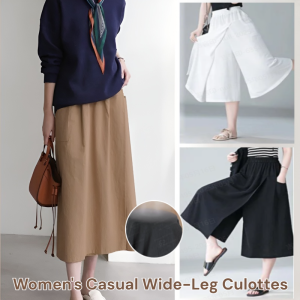 Womens Casual Wide-Leg Culottes High Waist Plus Size Culottes Pants Summer New Arrival Loose Cropped Pants Slim Looking