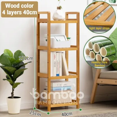 Bamboo Rack Shelf Storage 3/4/5Layers Space Saving Living Room Book Shelf Rack Wooden Bookcase Rak Buku Rak Letak Barang 置物架 花架 鞋架 厨房收纳架 衣架