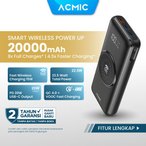 ACMIC W20PRO 20000mAh Powerbank Wireless 22.5W Fast Charging Type C