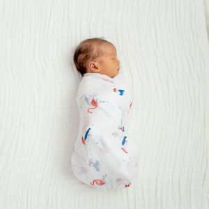 Le Petit Society Organic Newborn Baby Swaddle - Flamingo & Toucan