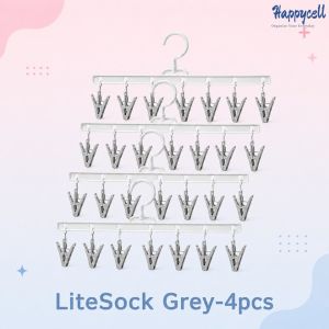 HappyCell LiteSock Sock Drying Rack 8 Clip Space Saving Laundry Hanger For Balcony Bathroom