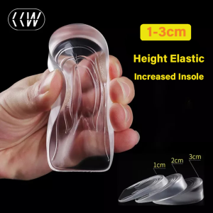 CCW 1 Pair Silicone Gel Heightening Pad Height Increase Insole Heel Shoe Non-slip Shock Absorption Invisible Arch Support Insert for Men Women
