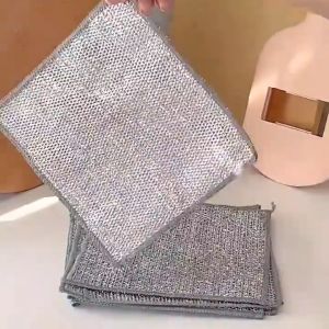 30PCS 25x25CM Silver Wire Mesh Cleaning Cloth Kitchen Dish Pot Pan Scrubber Household Cleaning Towel