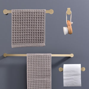 【Super low price】Brushed Gold Bathroom Accessories Set High Quality Brass Knurled Towel Bar Paper Holder Towel Ring Robe Hook Hardware Pendant