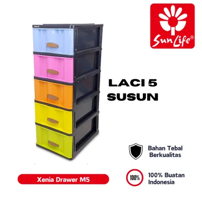 SunLife Xenia Lemari Pakaian 5 Susun Rak Drawer Plastik Kokoh SNL-860-M5