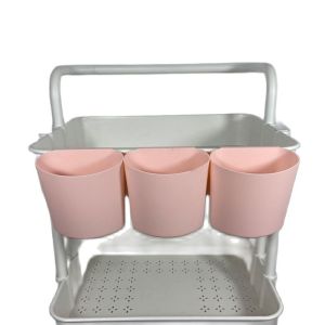Yali Home #1008 3/4 pcs Half Circle Portable Hanging Storage Bucket Plastic Container for Trolley Cart Kitchen Sundries