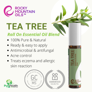 TEA TREE -Rocky Mountain Oils Roll On Essential Oil Blend 10ml *100% Pure & Natural*RMO S.A.F.F.E. PROMISE* Antimicrobial & antifungal acne control treat eczema & allergic skin reactions*