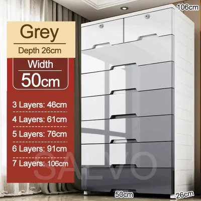 Storage Cabinet Plastic With Lock Storage Drawer Cabinet Portable Clothes Storage Almari baju Gradient Gray Wardrobe 收納櫃/衣櫃