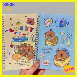 XINGK Laser Capybara A5 Notebook Cute Cartoon Exercise Book Cute Notepad Diary School Stationery Supplies