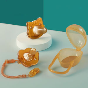 3 In 1 Portable Baby Pacifier Set Anti-drop Chain Nipple Box Silicone Teether Infant Pacifier Cradle Case Holder