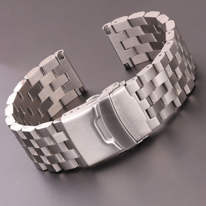 Stainless Steel Watch Strap Bracelet Women Men Solid Metal Brushed