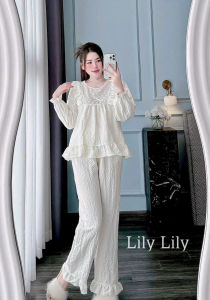 Bộ Ngủ Nữ Áo Dài Tay Quần Dài Chất Đũi Xốp Siêu Mềm Mại Form Rộng Freesize <60kg Hoài Cheeze