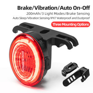 ROCKBROS Bicycle Taillight Smart Brake Sensor Wireless Charging IPX7 Waterproof MTB Road Bicycle Night Riding Accessory Safety Warning Light