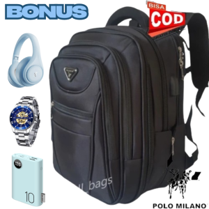 ( FREE 3 HADIAH ) Tas Ransel Polo Milano Pria Dewasa Ukuran Besar  Tas SekolahTas Punggung Buat Mudik Waterproof Kerja Dan Kuliah tas ransel pria dewasa