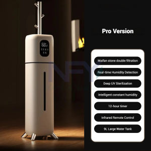 Smart Heating Humidifier with 3D Circulation Technology: 99.99% Heating Sterilization 9L Giant Tank 300ml/H Mist Output Ultra-Quiet Operation Remote Control & Auto Constant Humidity - Ideal for Large Rooms and Dry Seasons in Southeast Asia​