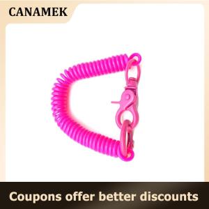 【 CANAMEK 】 Colorful Lobster Clasp ID Card Holder Lanyard Keyring Anti-lost Spring Rope Retractable Keychain Mobile Phone Chain