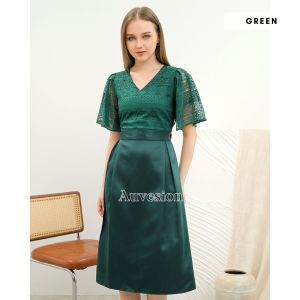 6032 Arendelle Combi Brukat Midi Dress Natal Dress Pesta