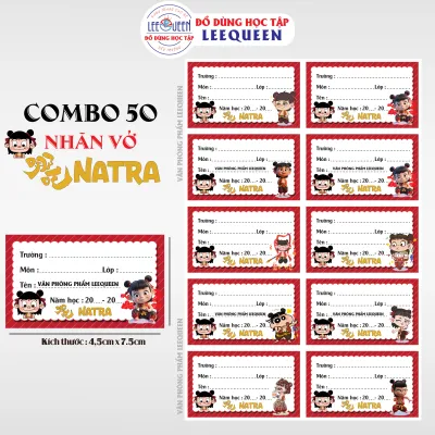 (SỈ ) Combo 50 Nhãn Vở Decal 10 ô ( 5 tờ/ xấp) nhiều mẫu HOTTREND 2025