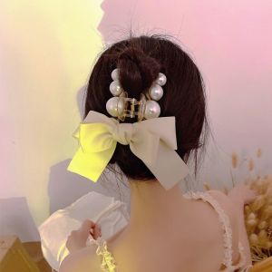 Kẹp Tóc Nơ Đầu Tiểu Thư Bản To Phụ Kiện Tóc Màu Trắng Đen Đỏ