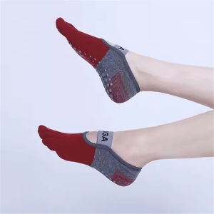 1 Pair of Breathable Yoga Socks Silicone Anti Slip Fitness Socks Cotton Sports Five Toe Socks Pilates Ballet Fitness Socks