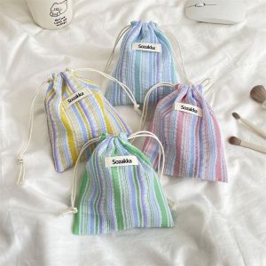 STARGOODS Packing Bag Stripe Drawstring Storage Bag Change Bag Coin Purse Cosmetics Bag Fashion Small Storage Bag Makeup Bag Girls