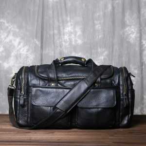 Tas Travel Kulit Aslii Vintage Pria Wanita Kapasitas Besar Kulit Aslii - Tas Perjalanan Bisnis